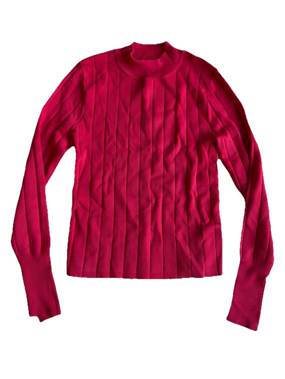 A.L.C. Red Rib Knit Mock Neck Top Long Sleeve Women’s XS Casual